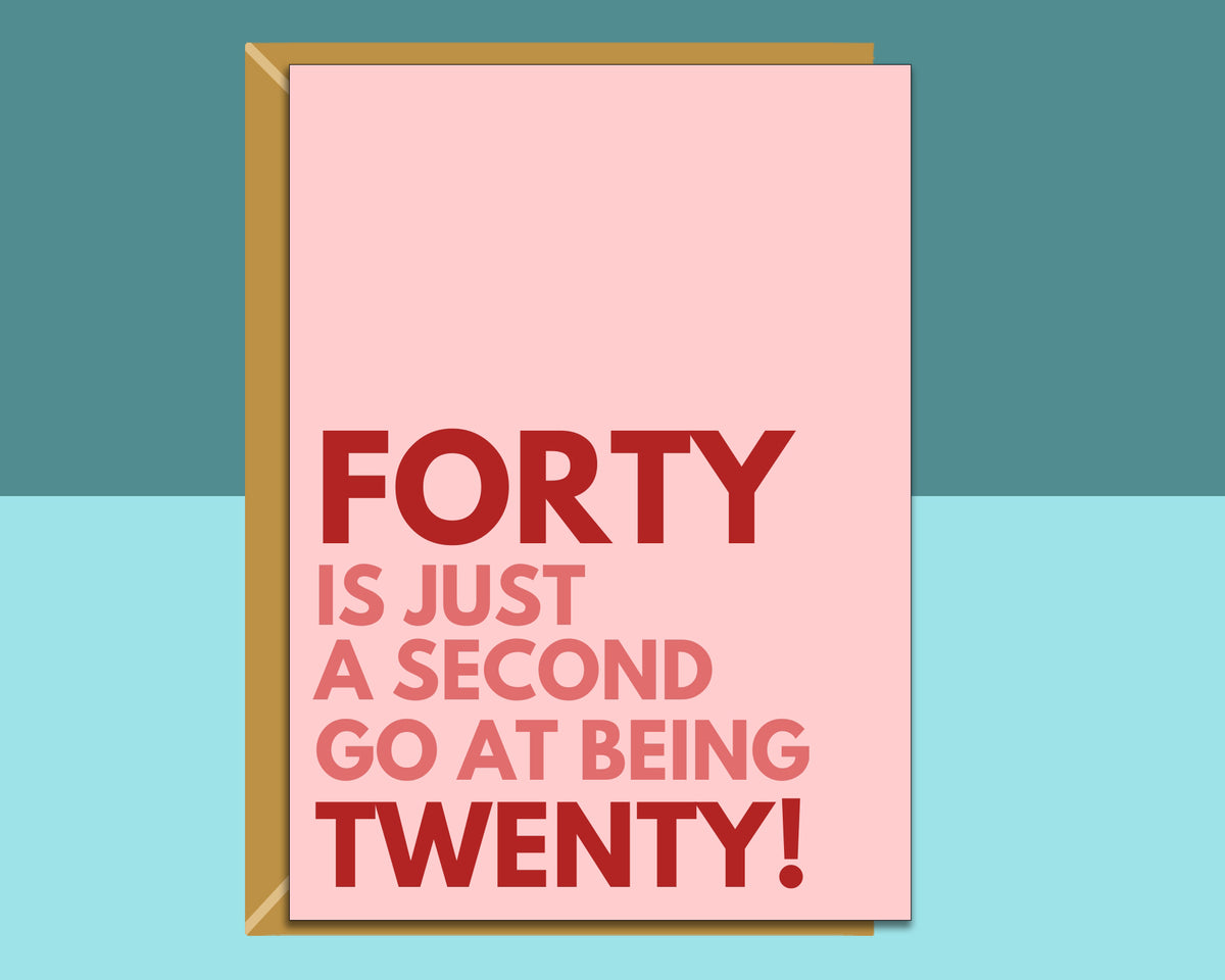 Funny 40th Birthday Card For Him or Her