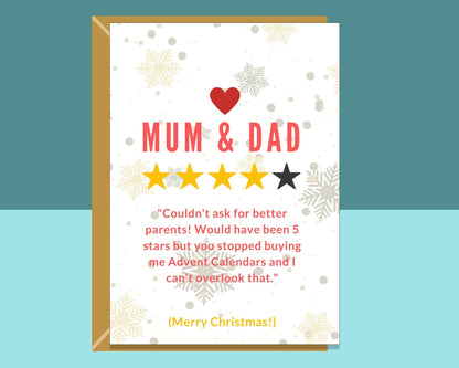Funny Christmas Card For Mum & Dad