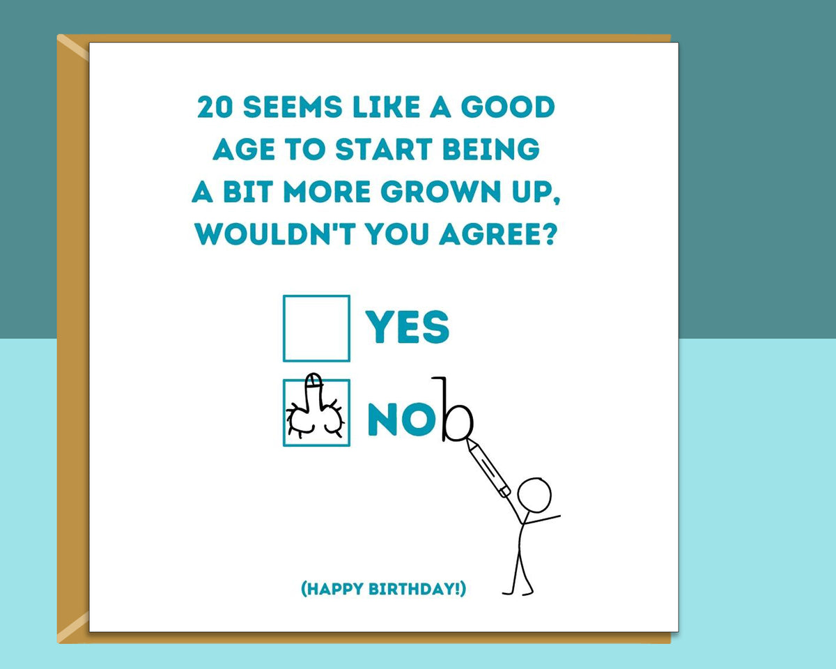 Funny 20th Birthday Card - For Him or For Her