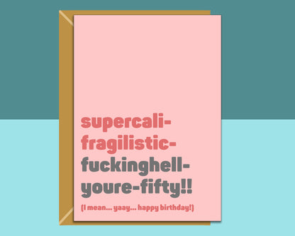 Funny 50th Birthday Card - For bestie, friend, sister, anyone turning 50 years old