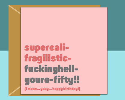Funny 50th Birthday Card - For bestie, friend, sister, anyone turning 50 years old