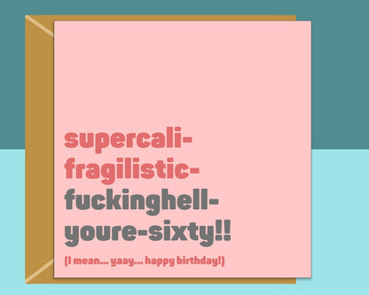 Funny 60th Birthday Card - For bestie, friend, sister, anyone turning 60 years old