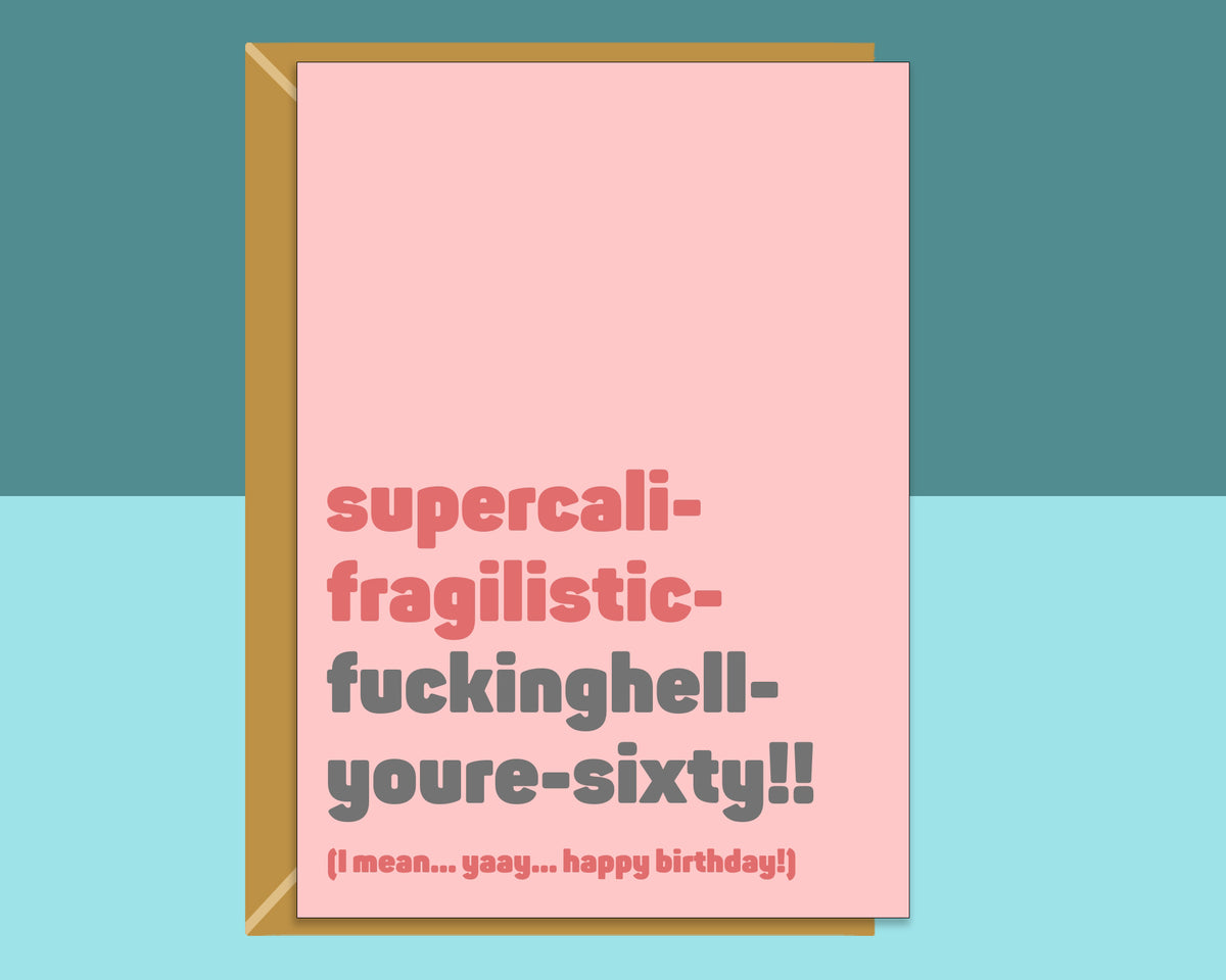 Funny 60th Birthday Card - For bestie, friend, sister, anyone turning 60 years old