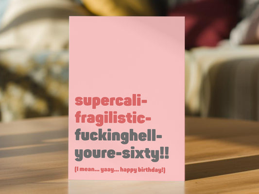 Funny 60th Birthday Card - For bestie, friend, sister, anyone turning 60 years old