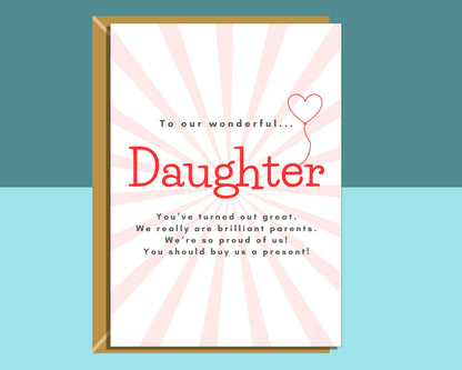 Funny Daughter Birthday Card - For Her
