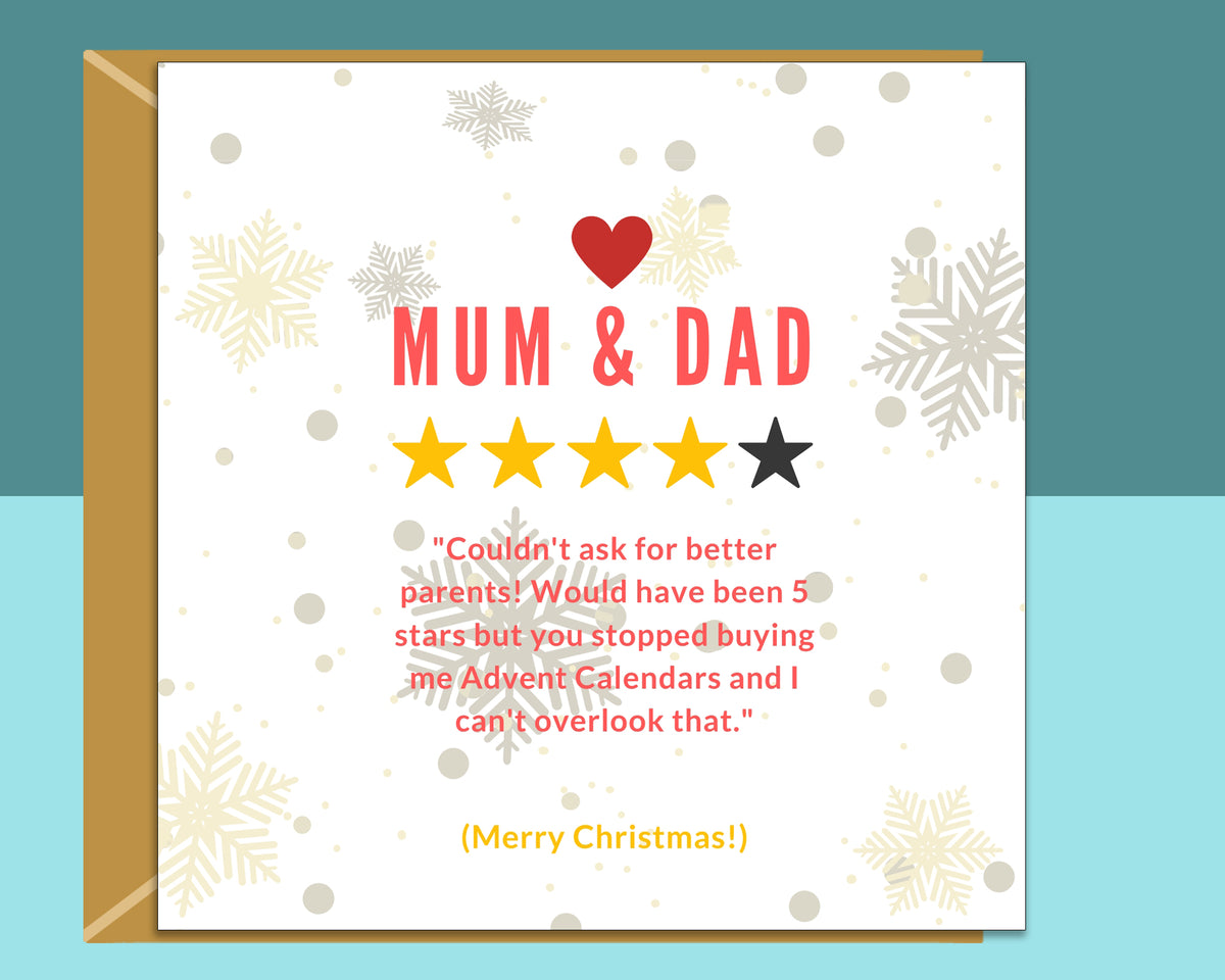 Funny Christmas Card For Mum & Dad