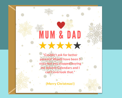 Funny Christmas Card For Mum & Dad